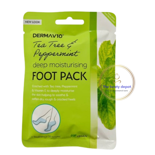 Derma V10 Deep Moisturising Foot Pack Tea Tree & Peppermint